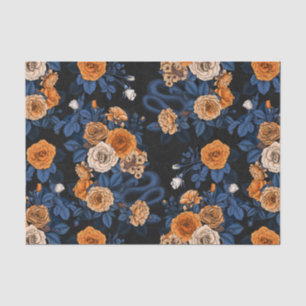 Papel De Seda Oculto nas rosas, laranja e azul