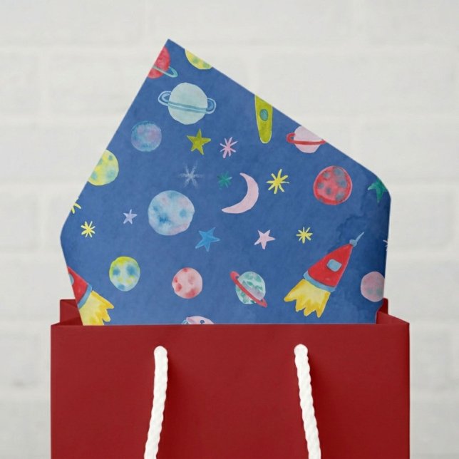 Papel De Seda Oferta de Padrão de Planeta Foguete OFO Externo (Outer Space UFO Rocket Planet Pattern Gift Tissue Paper
)