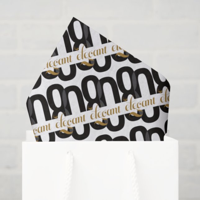 Papel De Seda Oitava e Elegante 80 de Aniversário Negro Dourado (Sacola de presentes)