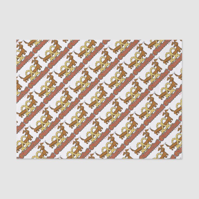 Papel De Seda Oktoberfest-Cartoon-Pretzel-Doxie (Frente )