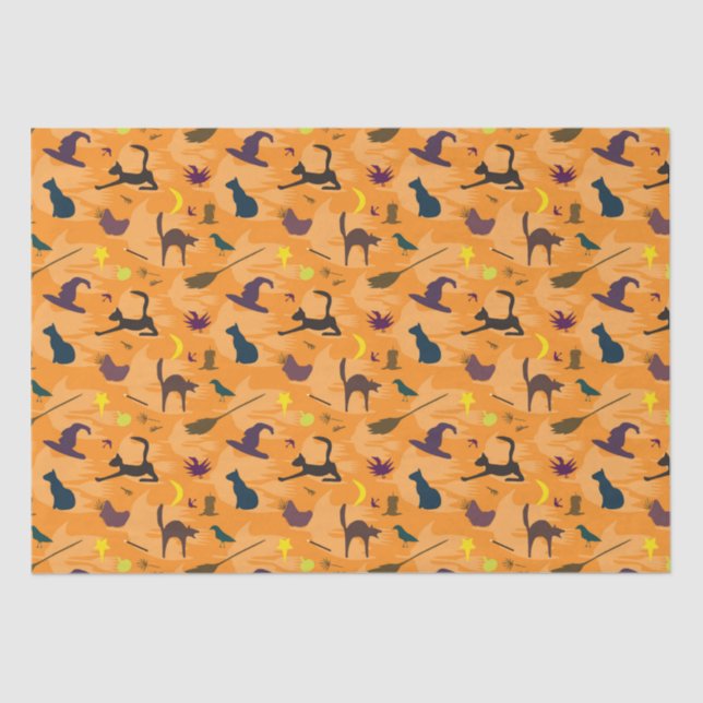 Papel De Seda Olá Bruxa - padrão perfeito de Halloween. (Frente )