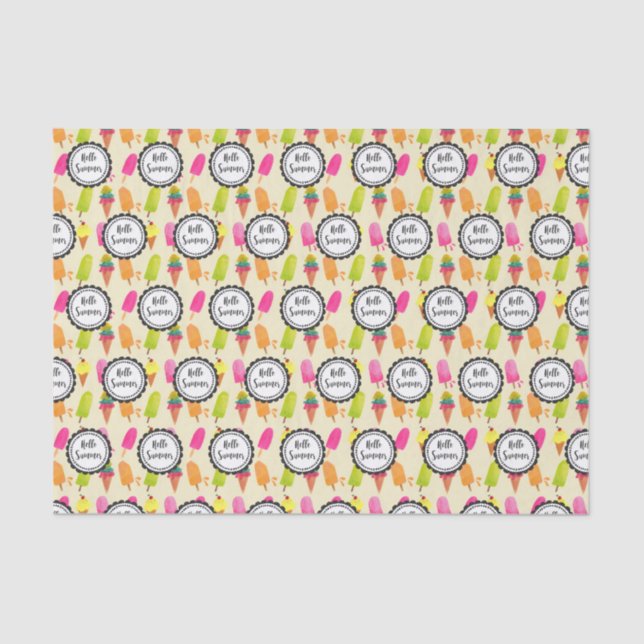 Papel De Seda Olá, Popsicles de Verão e Sorvetes (Frente )