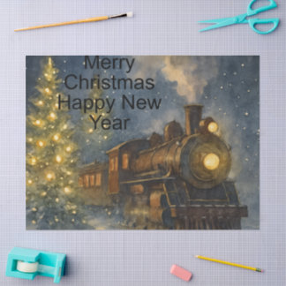 Papel De Seda Old-Fashioned Train Christmas Traditional Winter 