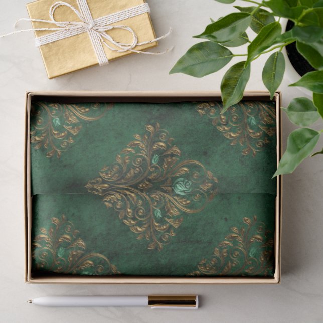 Papel De Seda Old Gold Emerald Francês  (Presente)