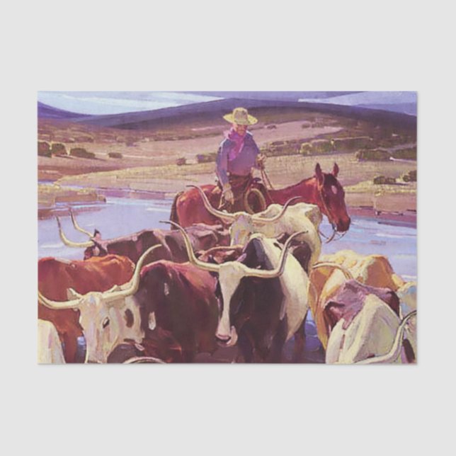 Papel De Seda "Old Texas" por W Herbert Dunton (Frente )