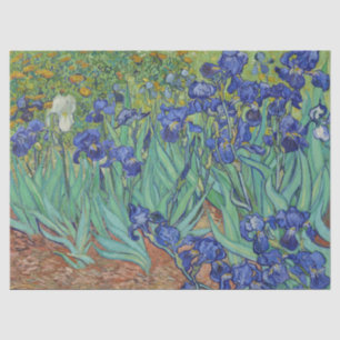 Papel De Seda Óleo Floral de Íris Azuis Famosas de Van Gogh