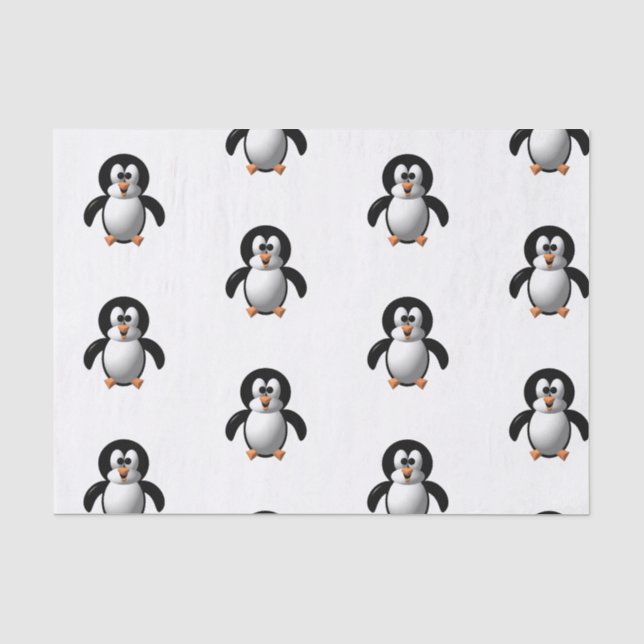 Papel De Seda Olhar fofo em 3D do pingüim animado (Frente )