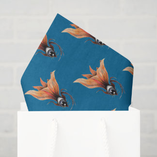 Papel De Seda Olho Dourado Peixe Dourado Surrealista Arte Fantas
