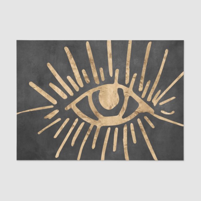 Papel De Seda Olho que tudo vê dourado em cinza carvão preto des (Frente )