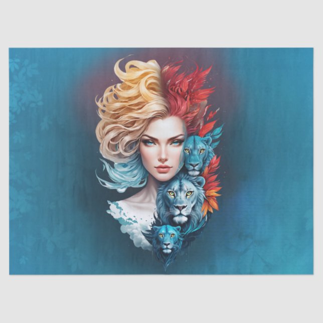 Papel De Seda Olhos do Leão e Cabelo Estrelado (Frente )