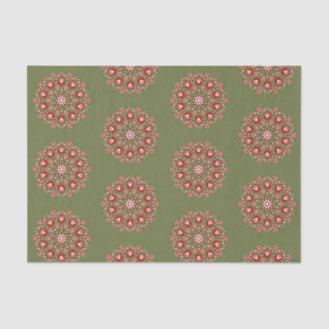 Papel De Seda Olive green rosemaling  (Frente )
