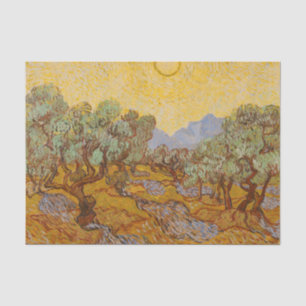 Papel De Seda Oliveiras de Van Gogh Céu Sol Amarelo