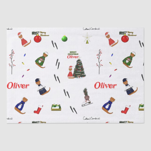 Papel De Seda Oliver The Otter Christmas Random Pattern (Frente )