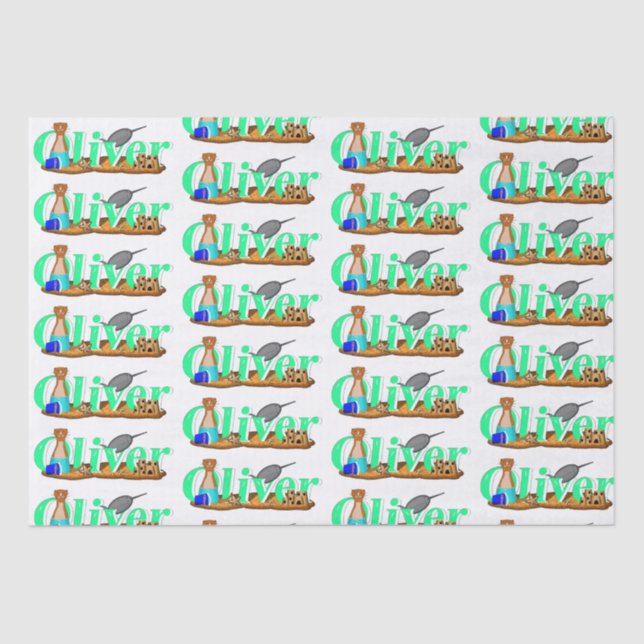 Papel De Seda Oliver The Otter está na praia (Frente )