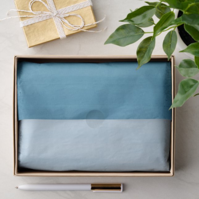 Papel De Seda Ombre Gradient Dip Dye Ocean Blue   (Presente)