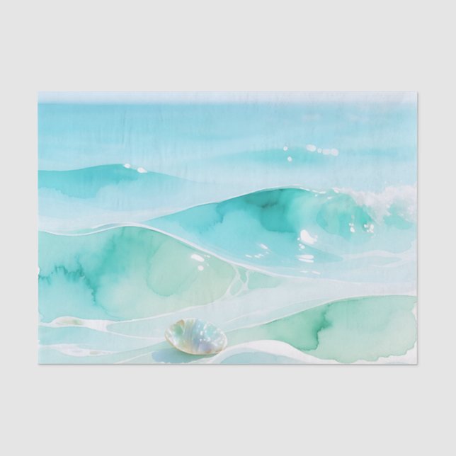 Papel De Seda Onda do Oceano Turquesa Concha (Frente )