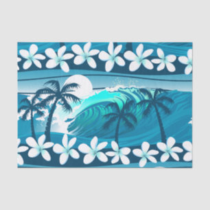 Papel De Seda Onda tropical do surf com palmeiras