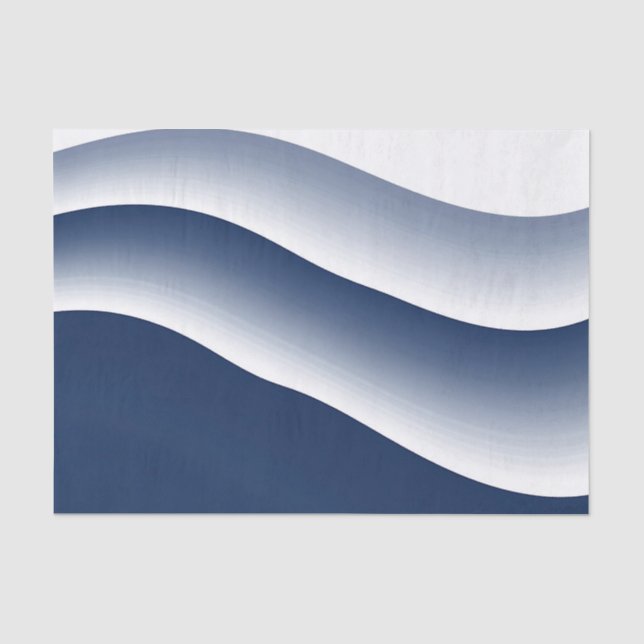 Papel De Seda Ondas Abstratas do Oceano Azul-Navy (Frente )