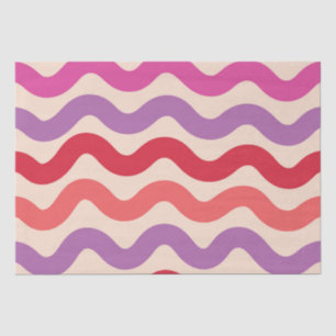 Papel De Seda Ondas Abstratas Retro Rosa Roxo Vermelho Padrão