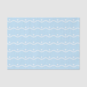 Papel De Seda Ondas Azul Pastel e Padrão de Pontos