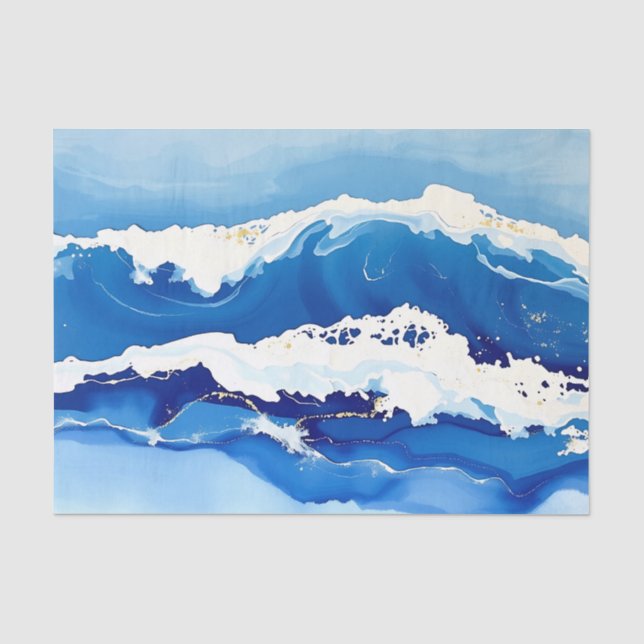 Papel De Seda Ondas de abstrato Oceano com Traços Texturados (Frente )