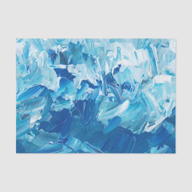 Papel De Seda Ondas de Tinta Azul abstrato (Frente )