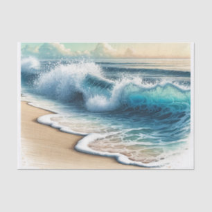 Papel De Seda Ondas do Oceano Caindo na Praia de Casamento Coste