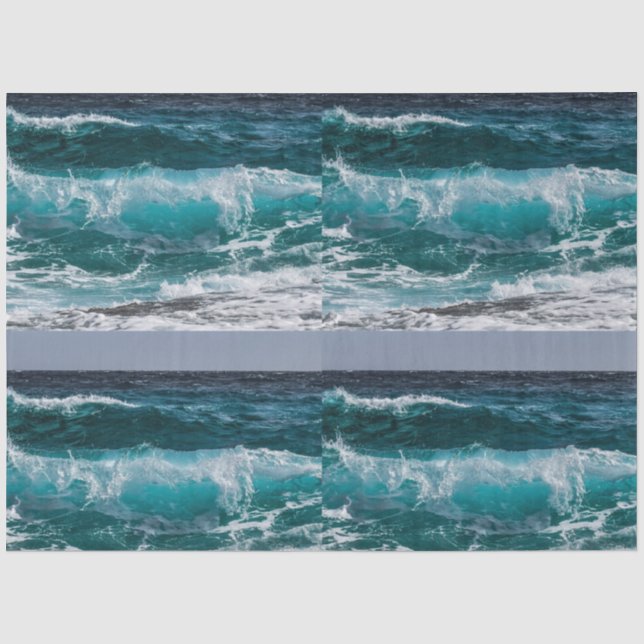 Papel De Seda Ondas do Oceano de Água Azul (Frente )