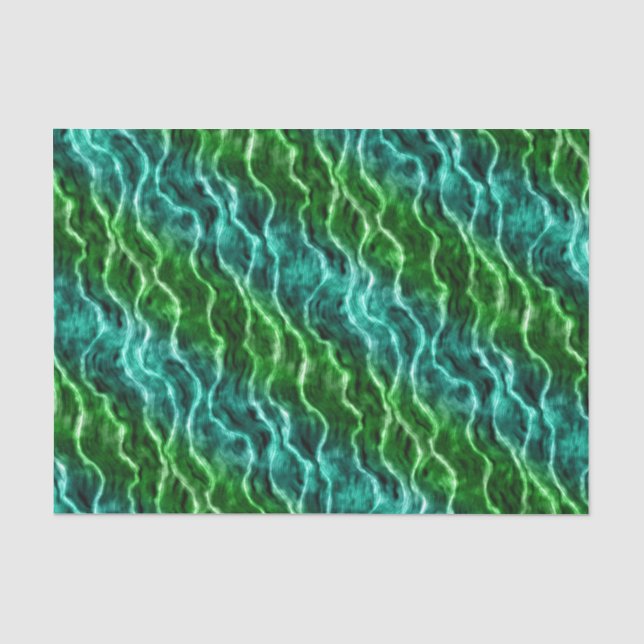 Papel De Seda ondas inkadas - gradientes verdes : (Frente )