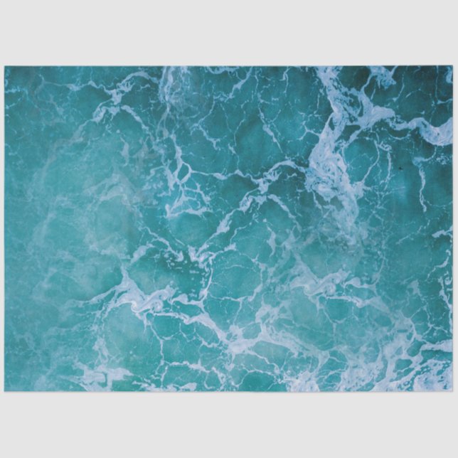 Papel De Seda Ondas profundas do oceano azul (Frente )