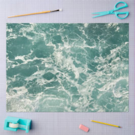 Papel De Seda Ondas Verdes Azuis