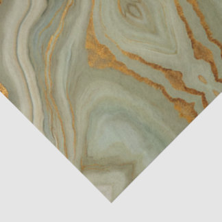Papel De Seda Ônix Verde Salvia Com Dourado