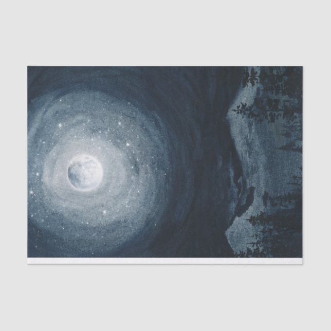 Papel De Seda Onu-noite, céu-cheio, estrelas da lua de montanha (Frente )