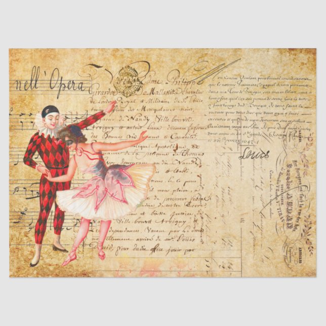 Papel De Seda Ópera com letra de imprensa francesa (Frente )