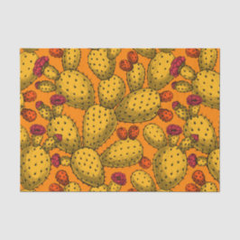 Papel De Seda Opuntia florescente em amarelo