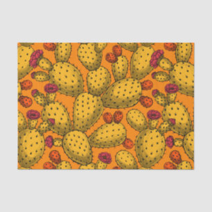 Papel De Seda Opuntia florescente em amarelo