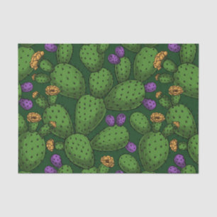 Papel De Seda Opuntia florescente em verde escuro