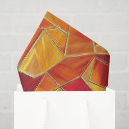 Papel De Seda Orange and gold Stained Glass Mosaic Pattern