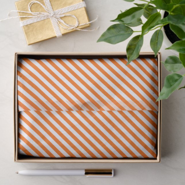 Papel De Seda Orange And White Stipes (Presente)