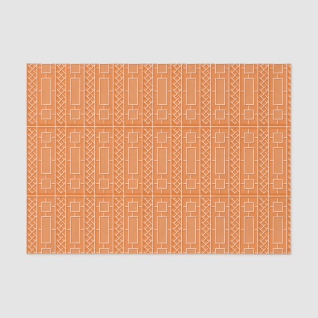 Papel De Seda Orange Chinoiserie Bamboo Patterno (Frente )