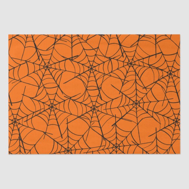 Papel De Seda Orange Cobweb Halloween  (Frente )