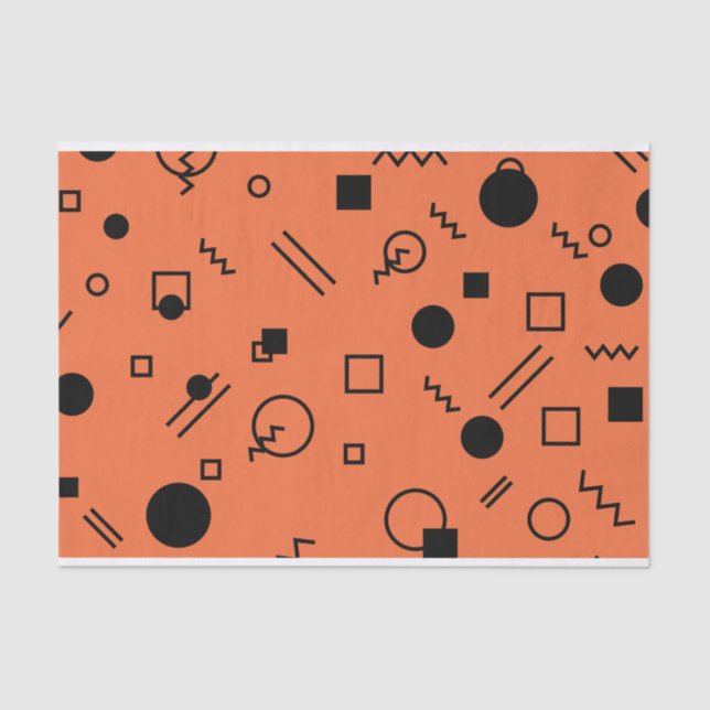Papel De Seda Orange, fun, trendy, geometric Memphis graphic (Frente )