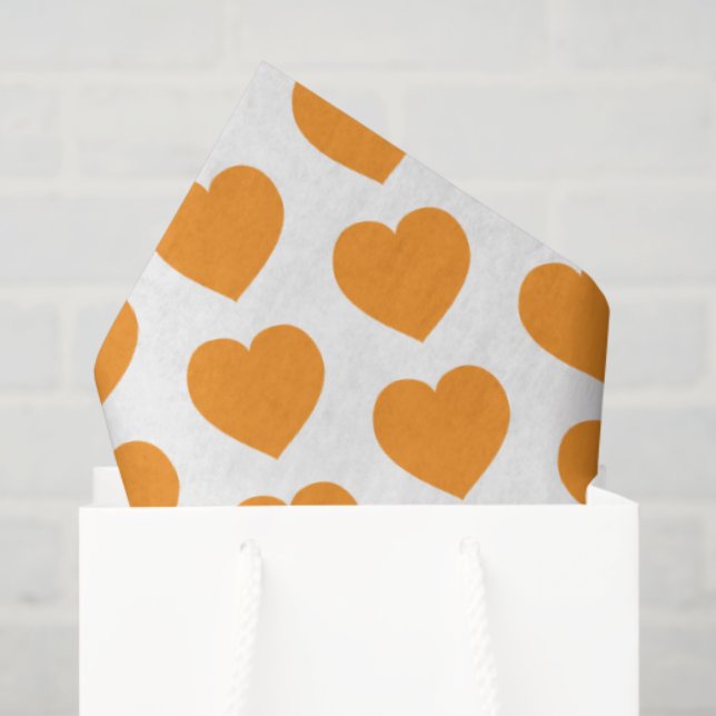 Papel De Seda Orange Heart Modern Happy Love Notes Love (Sacola de presentes)