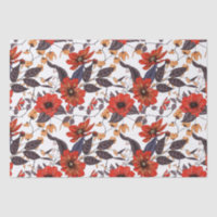 Orange-red flowers seamless pattern