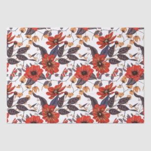 Papel De Seda Orange-red flowers seamless pattern
