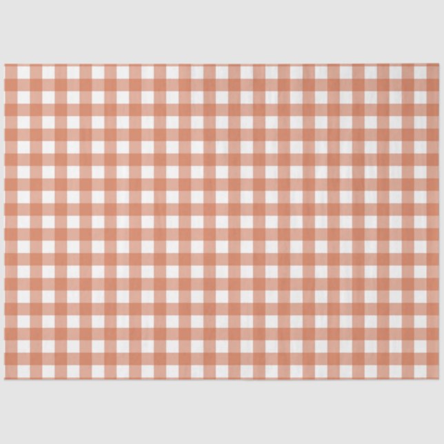 Papel De Seda Orange & White Checkered Tissue Paper (Frente )