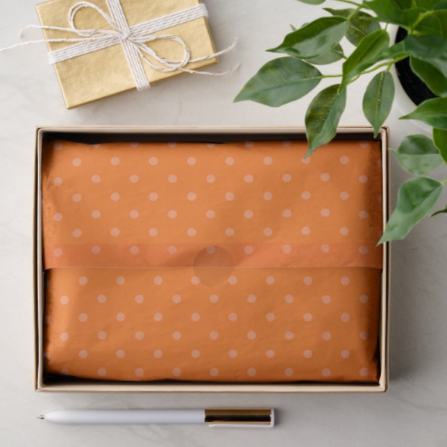 Papel De Seda Orange With Pale Orange Polka Dots (Presente)