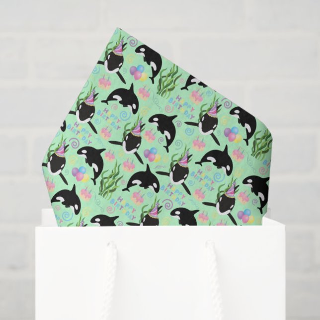 Papel De Seda Orca Birthday Tissue Paper in Green (Sacola de presentes)
