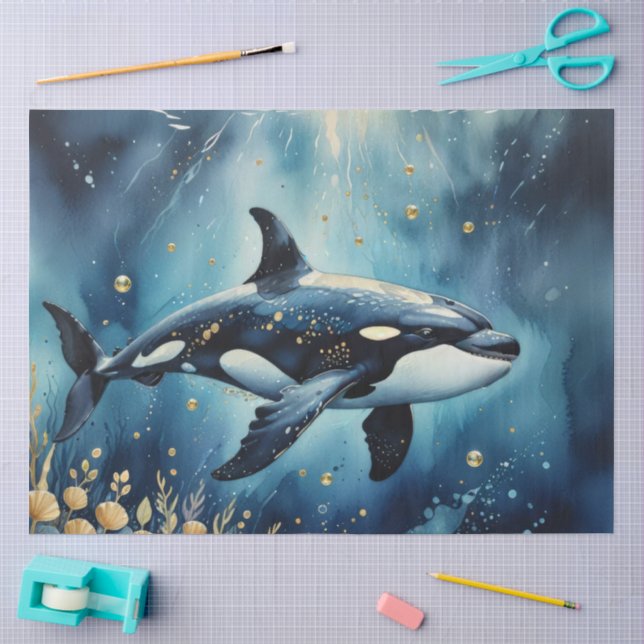 Papel De Seda Orca caprichosa no oceano (Arte )