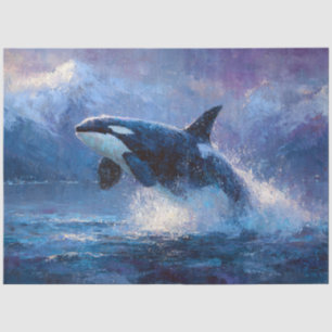 Papel De Seda Orca Irrompendo Perto das Montanhas Nevadas
